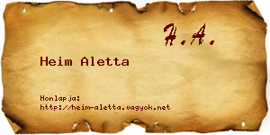Heim Aletta névjegykártya